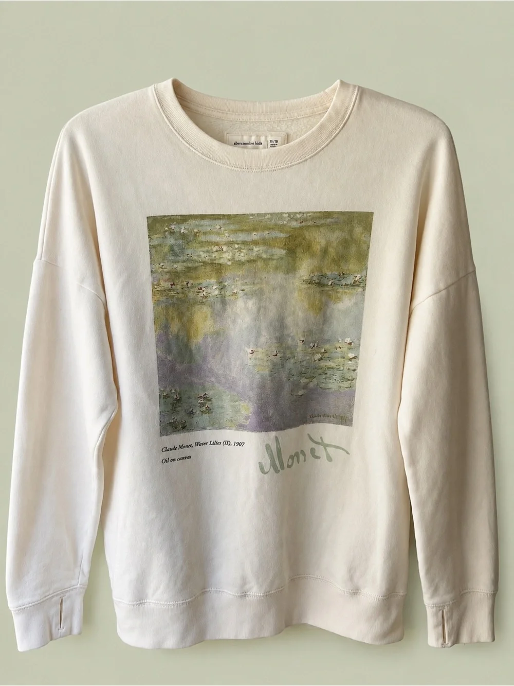 abercrombie kids Cream Monet Graphic Crewneck Sweatshirt